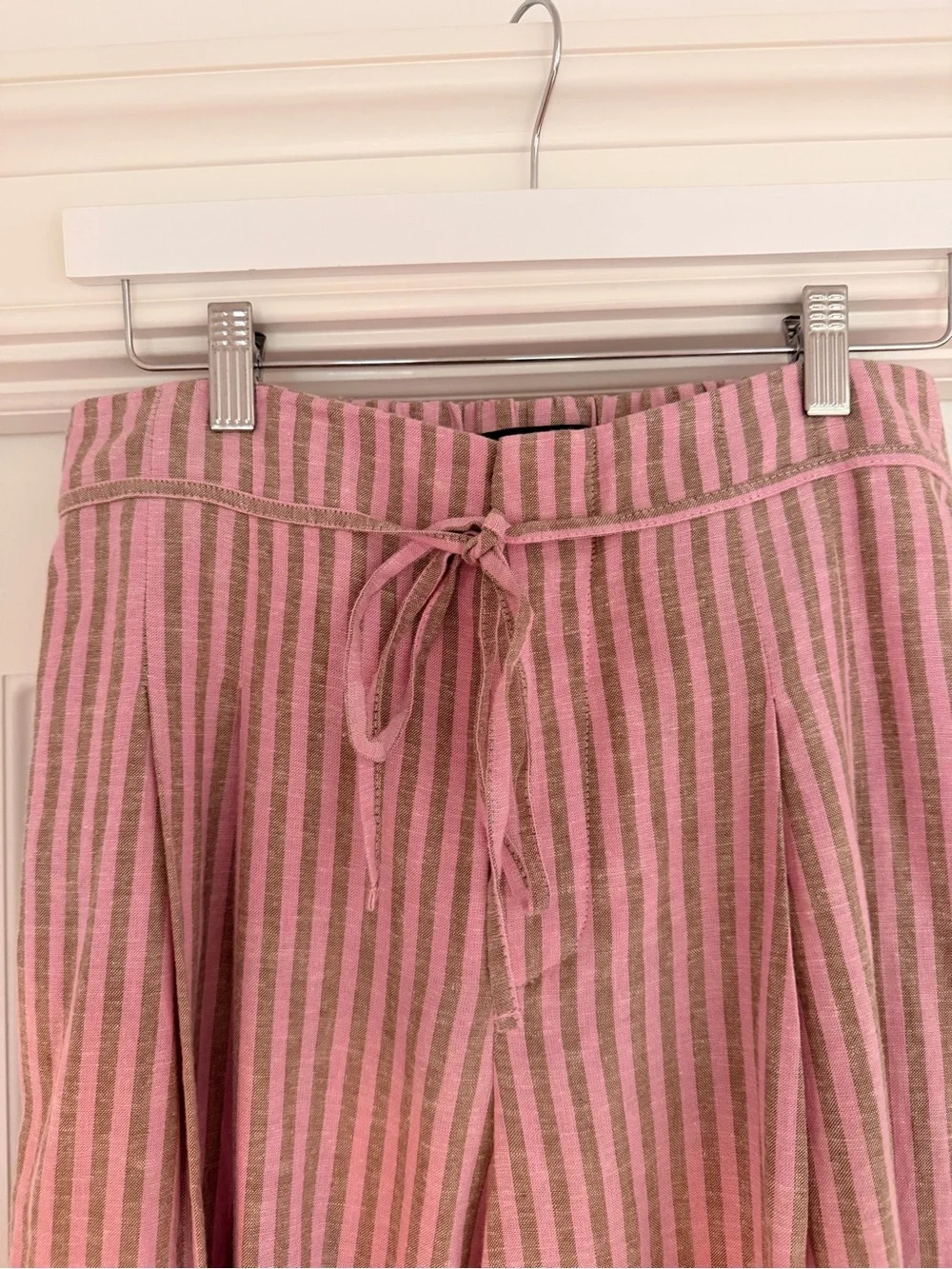 Zara Pink-Striped Wide Leg Pants.